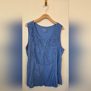 244. Ruff Hewn Blue Embellished Tank Top